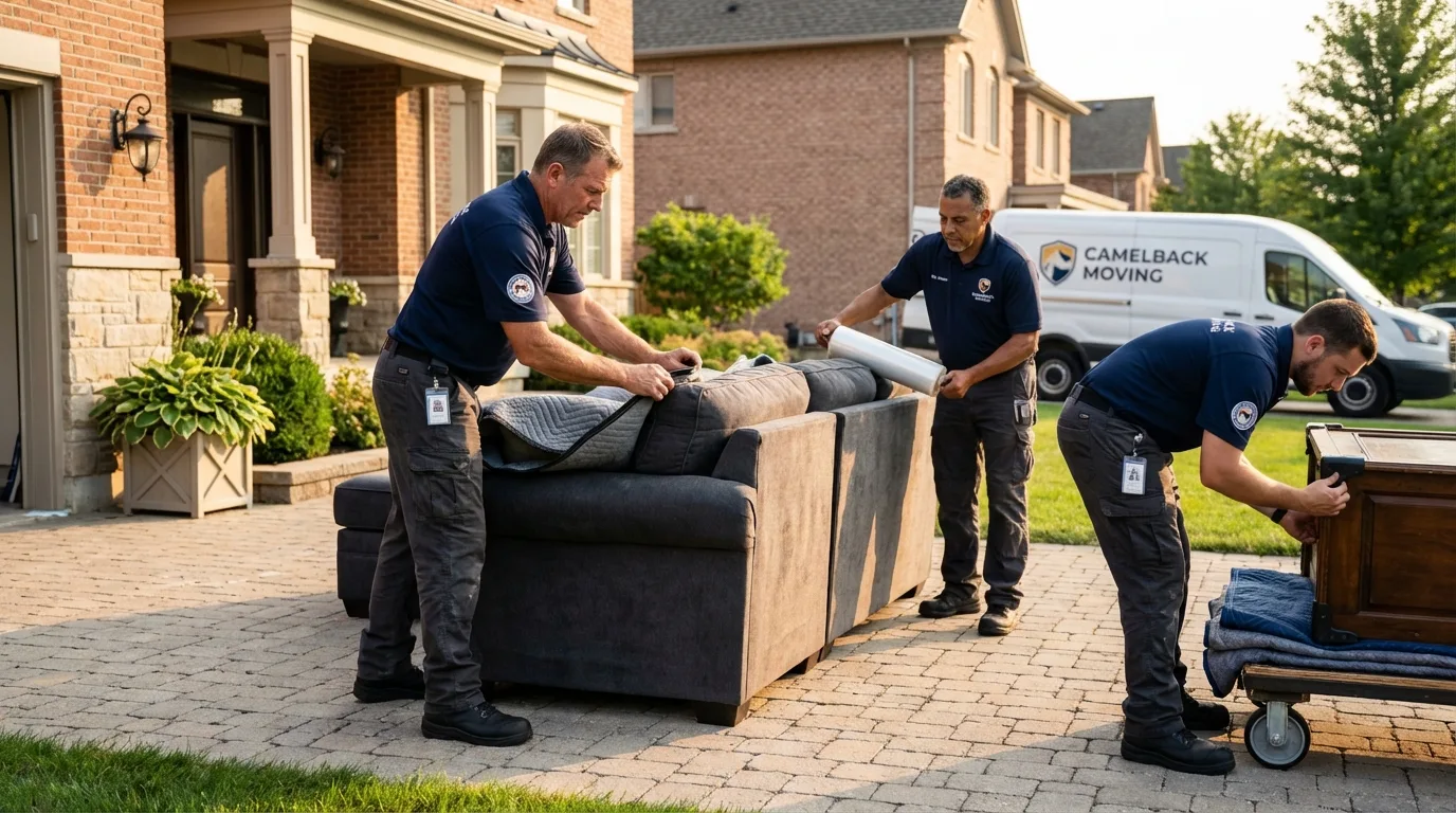 Large estate moving crew wrapping furniture in Oak Park, CA
