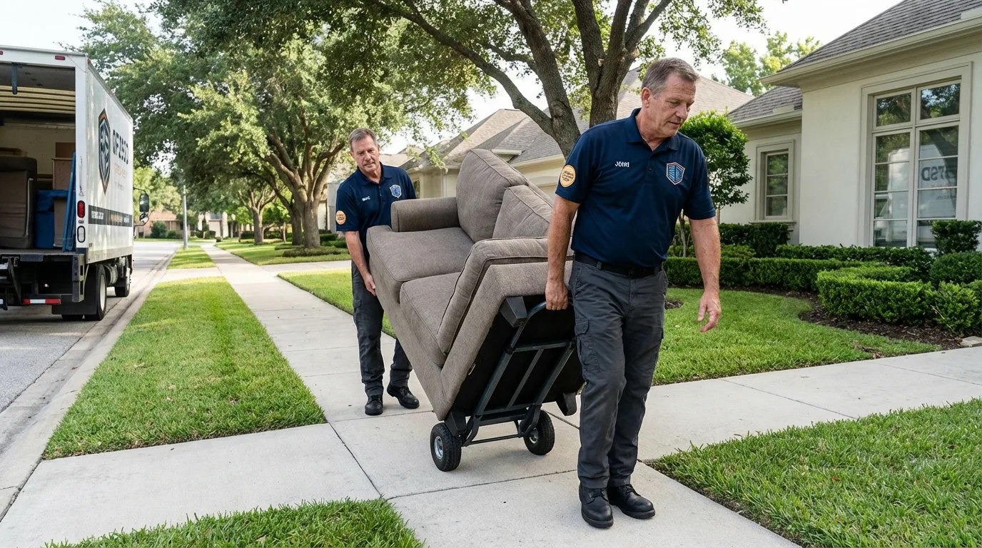 Local residential moving crew loading furniture in Oak Park, CA